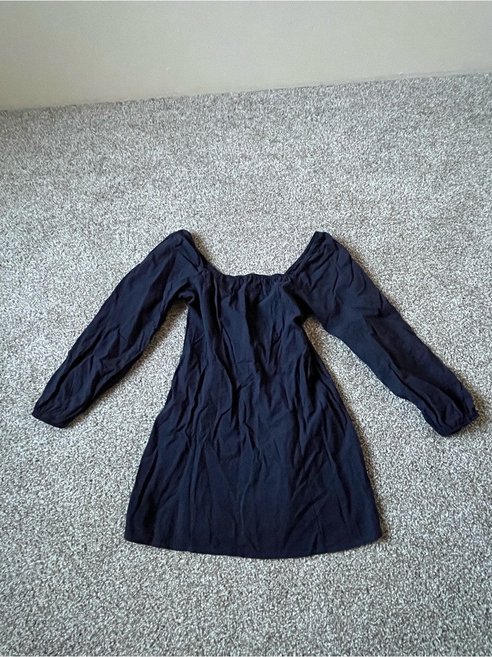 Free People Women's XL Navy Long Sleeve Square Neck Dress